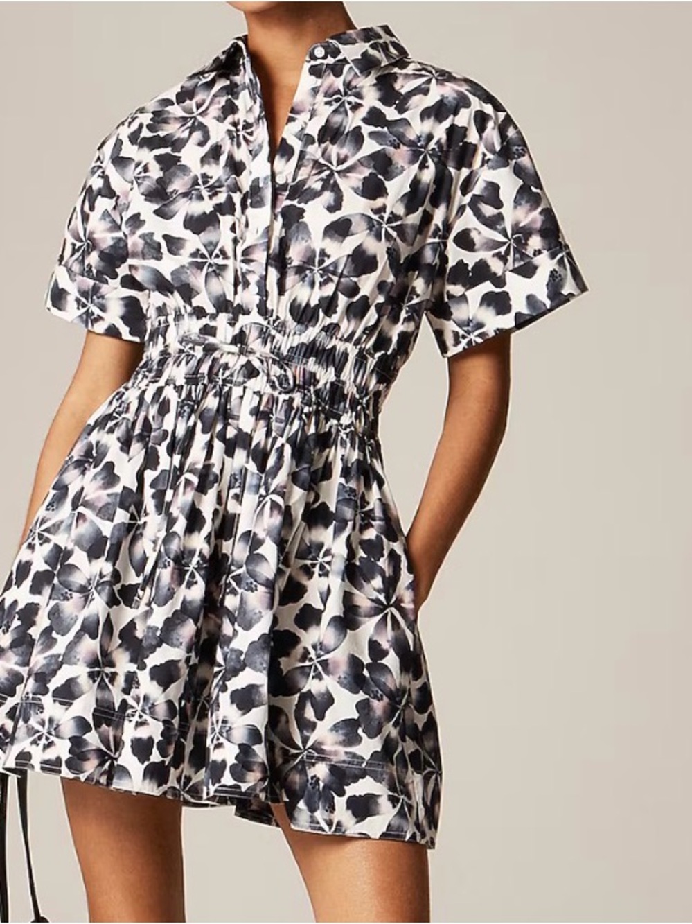 Elena mini shirt-dress in floral-print cotton poplin
